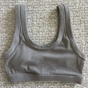 ALO Yoga Gray Ribbed Sports Bra